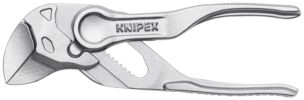KNIPEX XS pliers wrench with open jaws for small fastener access.