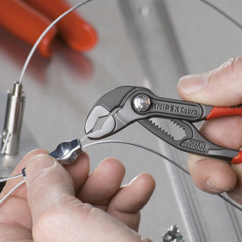 KNIPEX Cobra Pliers hinge bolt securely caught to prevent shifting