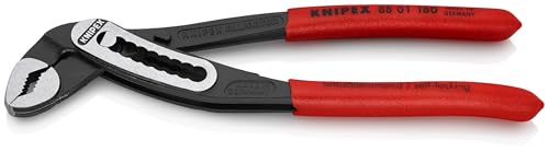 KNIPEX 88 01 180 SBA alligator water pump pliers side grip shows leverage on fittings.