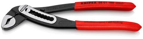 KNIPEX 88 01 180 SBA alligator water pump pliers side grip shows leverage on fittings.