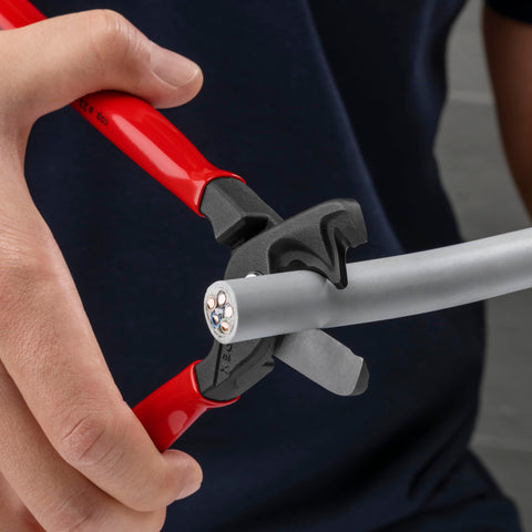 KNIPEX StepCut XL pinch guard protects fingers during cutting