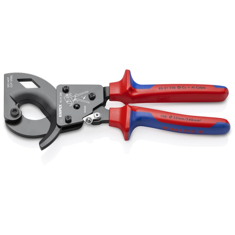 KNIPEX 95 31 250 SBA cable cutters cutting action enables one handed use
