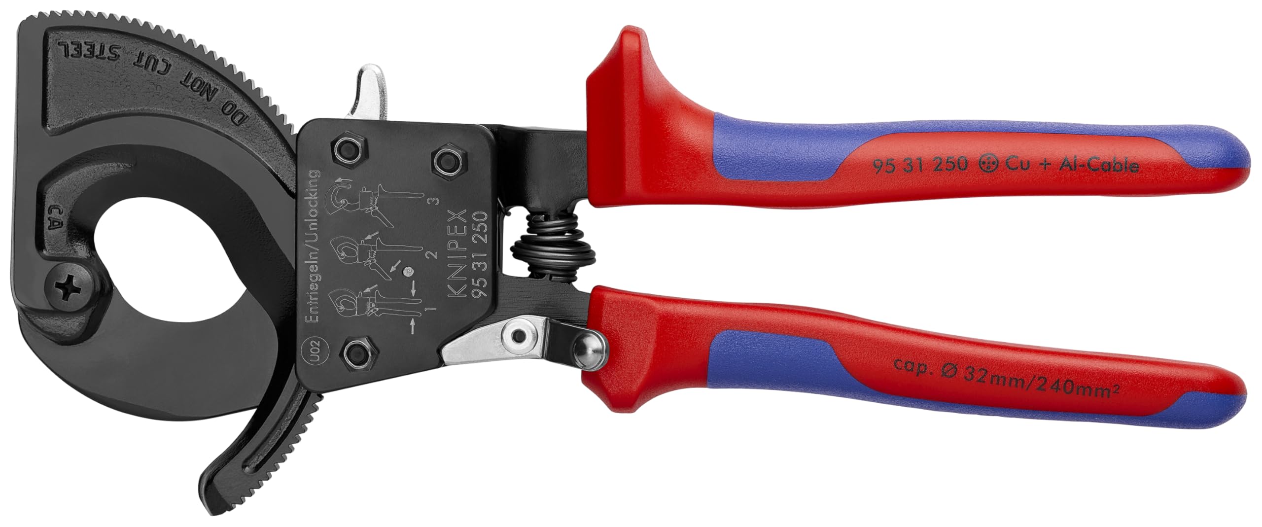 KNIPEX 95 31 250 SBA cable cutters main view show clean copper cuts