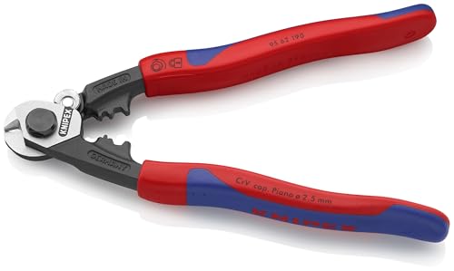 KNIPEX 95 62 190 ferrules crimping on wire rope in action.