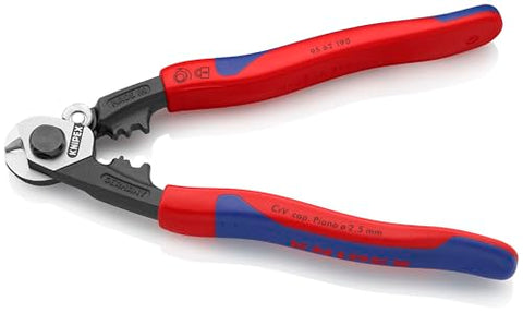 KNIPEX 95 62 190 ferrules crimping on wire rope in action.