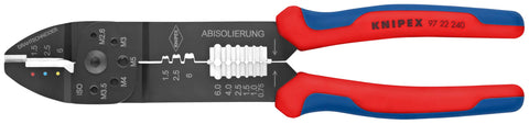 Knipex 97 22 240 crimping pliers cutting cables for secure terminations.