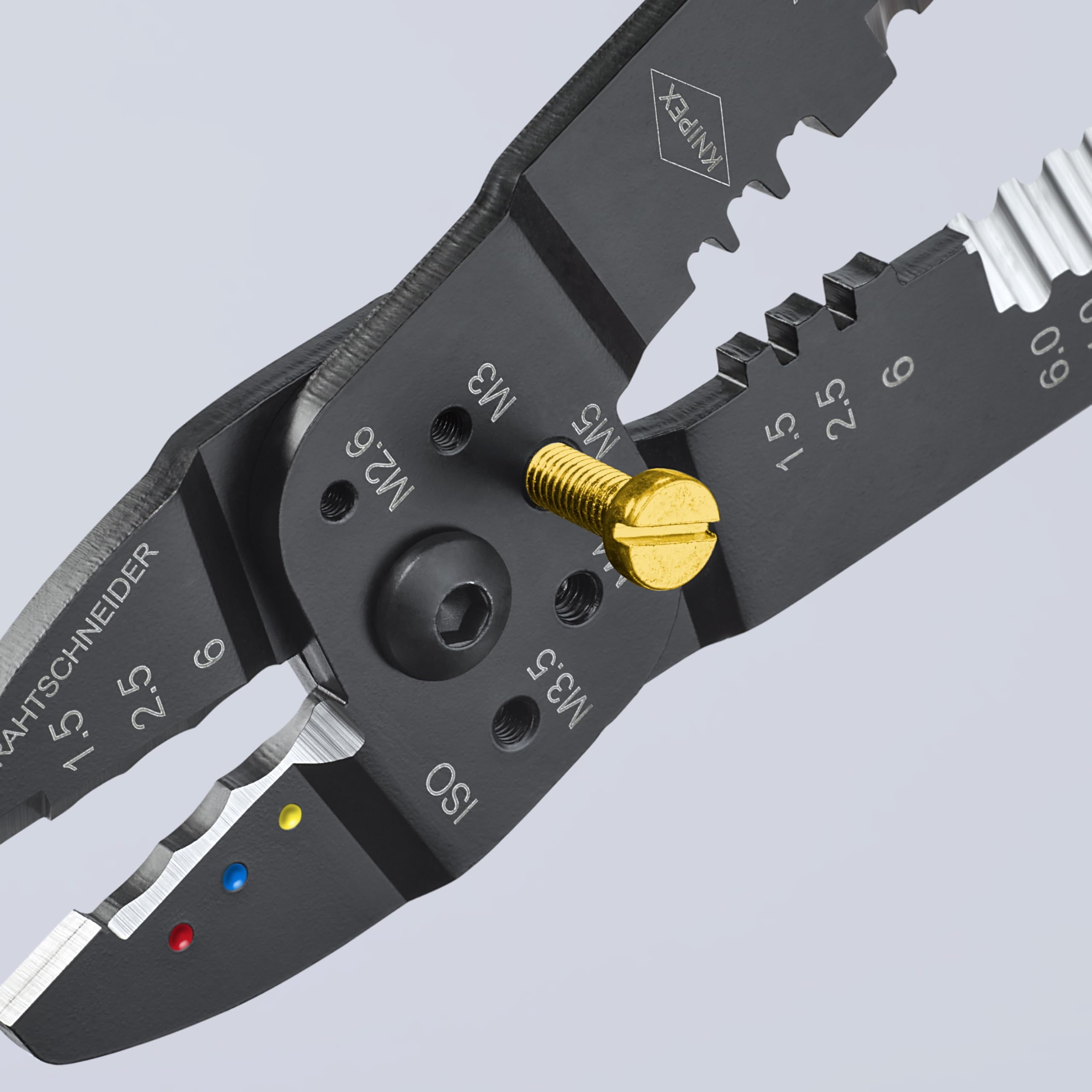 Knipex 97 22 240 crimping pliers built from special steel for durability.