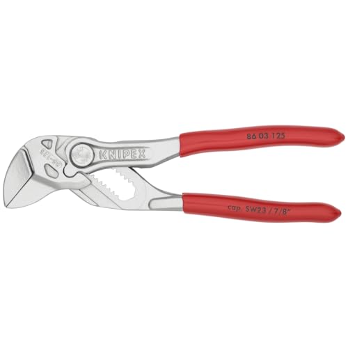Knipex 86-03-125 in-hand demonstrates compact size for tight spaces and EDC.
