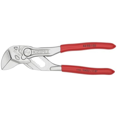 Knipex 86-03-125 in-hand demonstrates compact size for tight spaces and EDC.