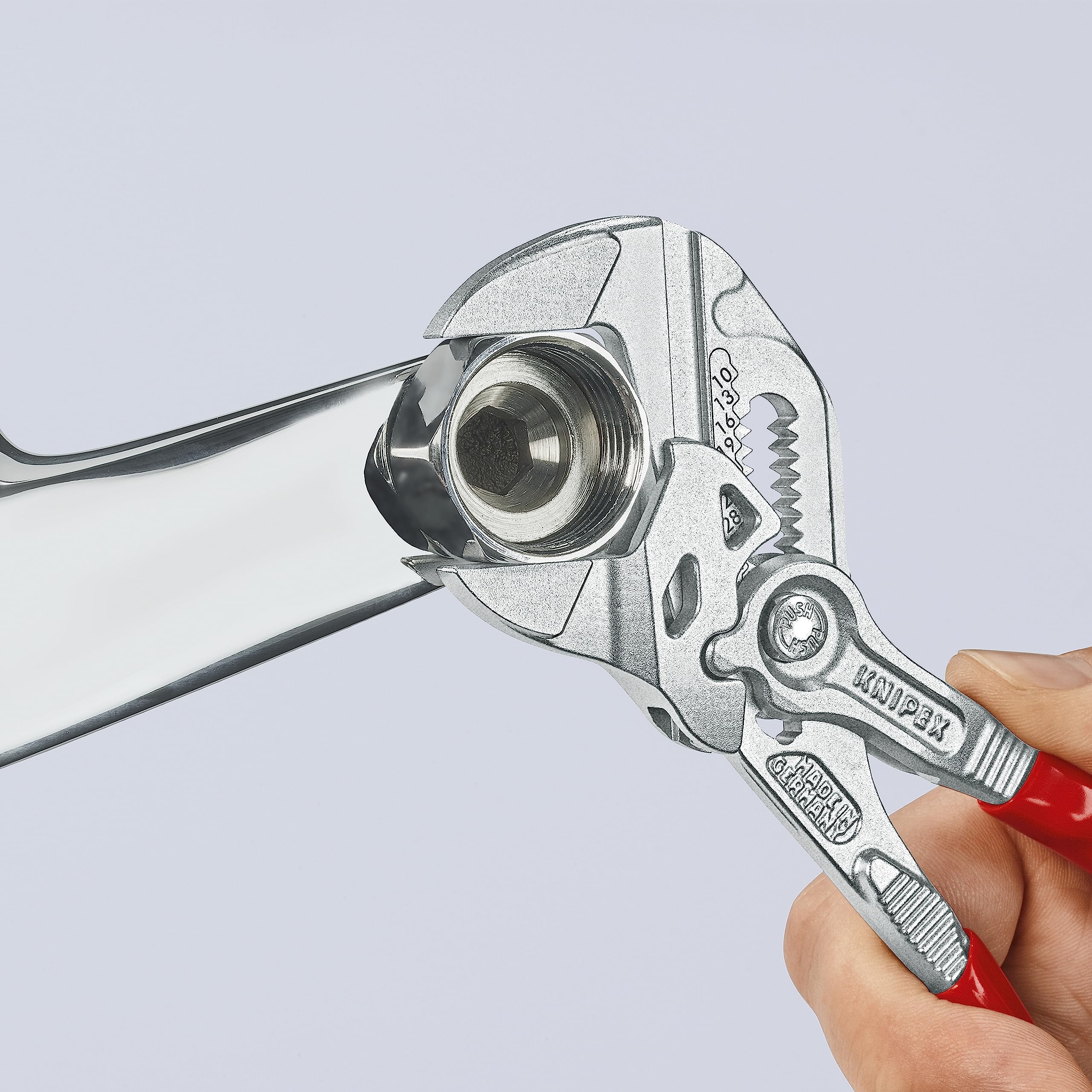 Knipex 86-03-180 narrow jaws ideal for slim fittings and confined spaces.