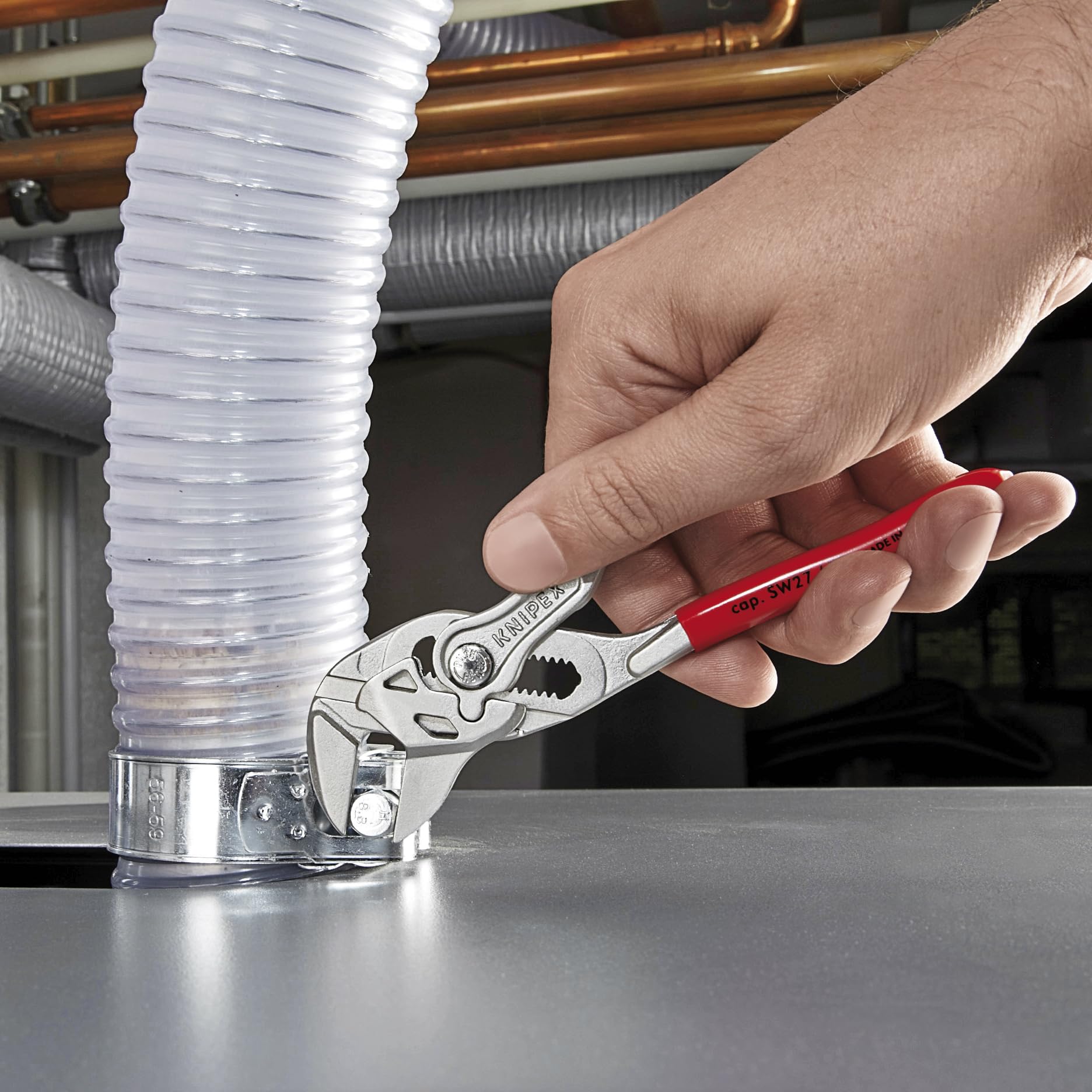 KNIPEX 9K 00 80 45 US pliers wrench featuring ratcheting action for fast turns.