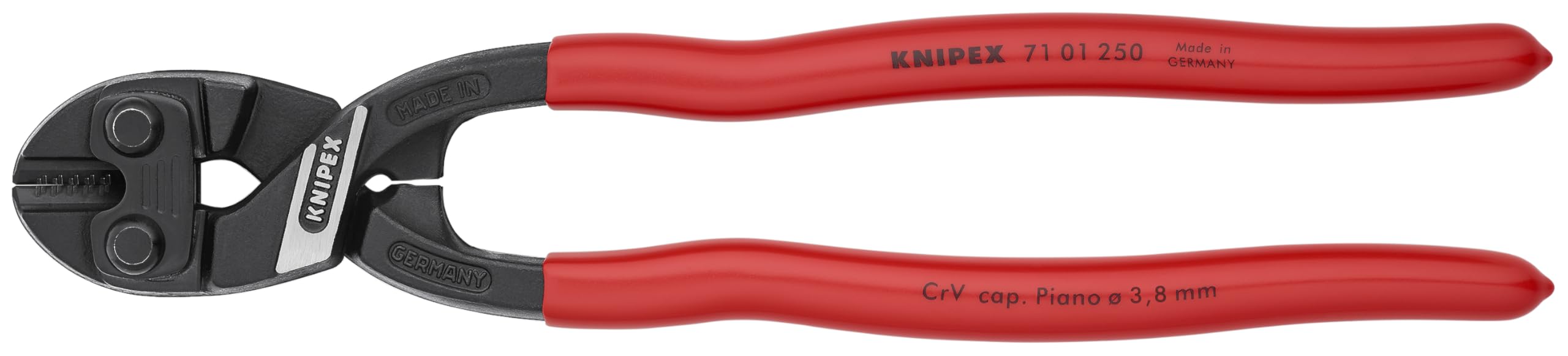 Knipex CoBolt 10-inch bolt cutter, front view, ready for tough metal cuts.