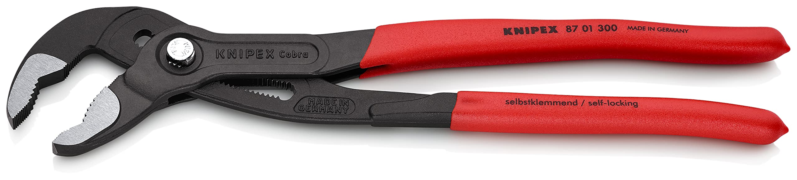 Knipex Cobra non-slip handle close-up for secure grip.