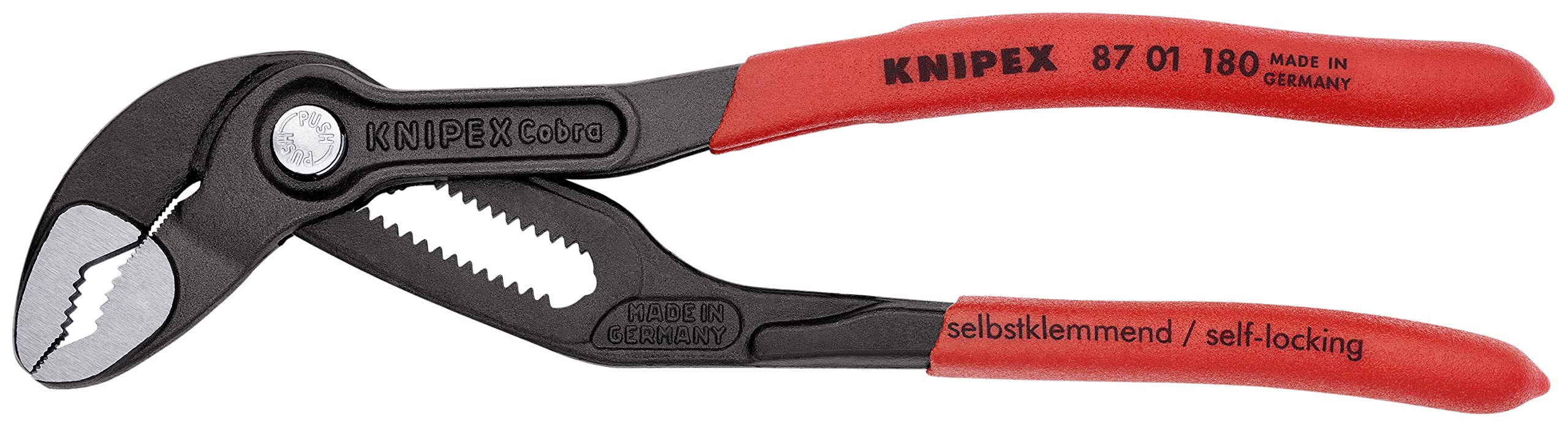 KNIPEX Cobra pinch guard protects fingers while tightening round or hex shapes.