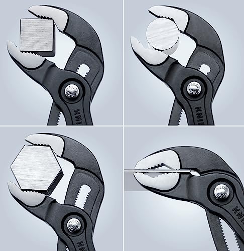 KNIPEX Cobra 10-inch pliers showing fast adjustment on workpiece