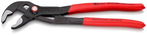 KNIPEX Cobra Quick Set teeth close-up demonstrating secure bite on irregular shapes