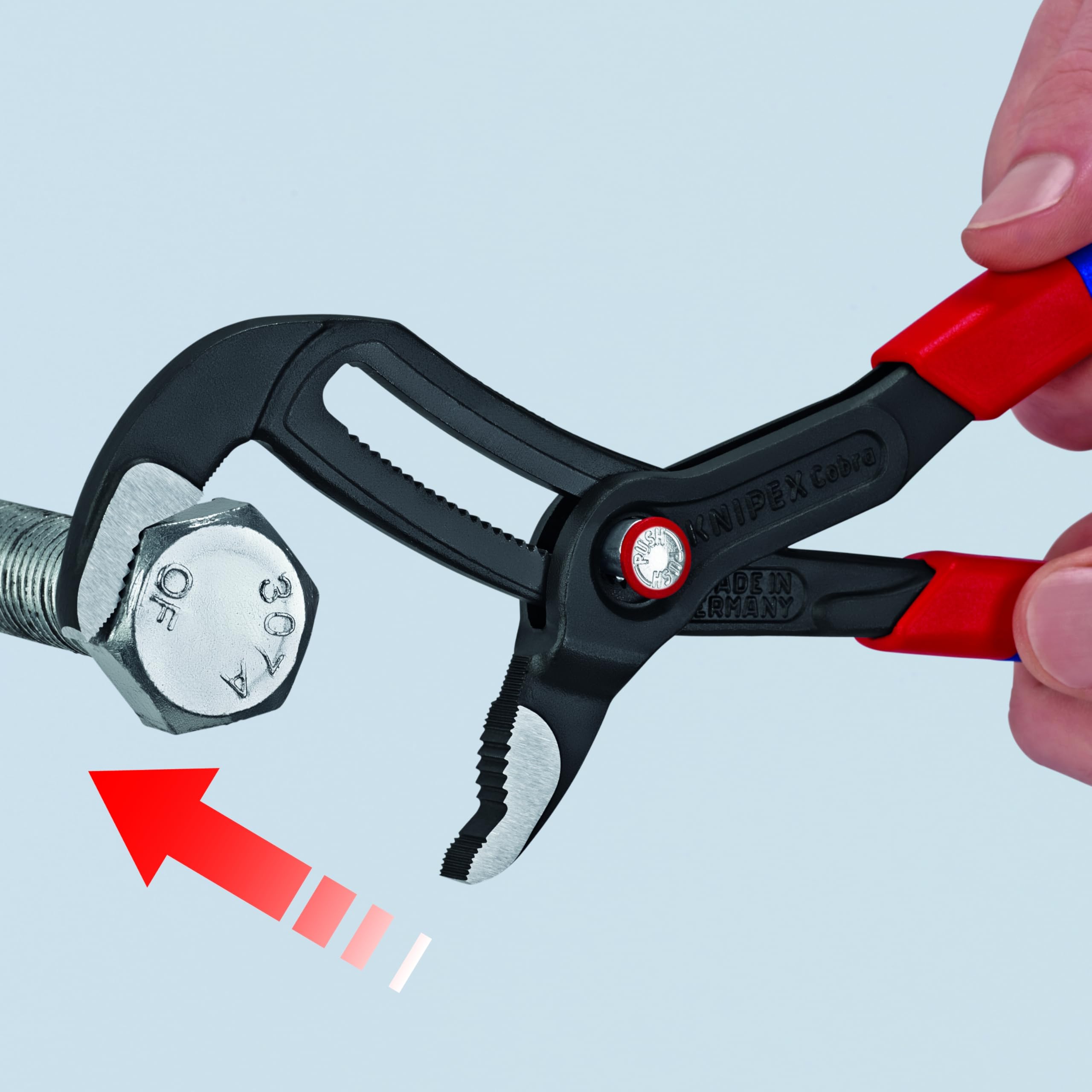 Knipex Cobra QuickSet made from chrome vanadium steel for durable performance.
