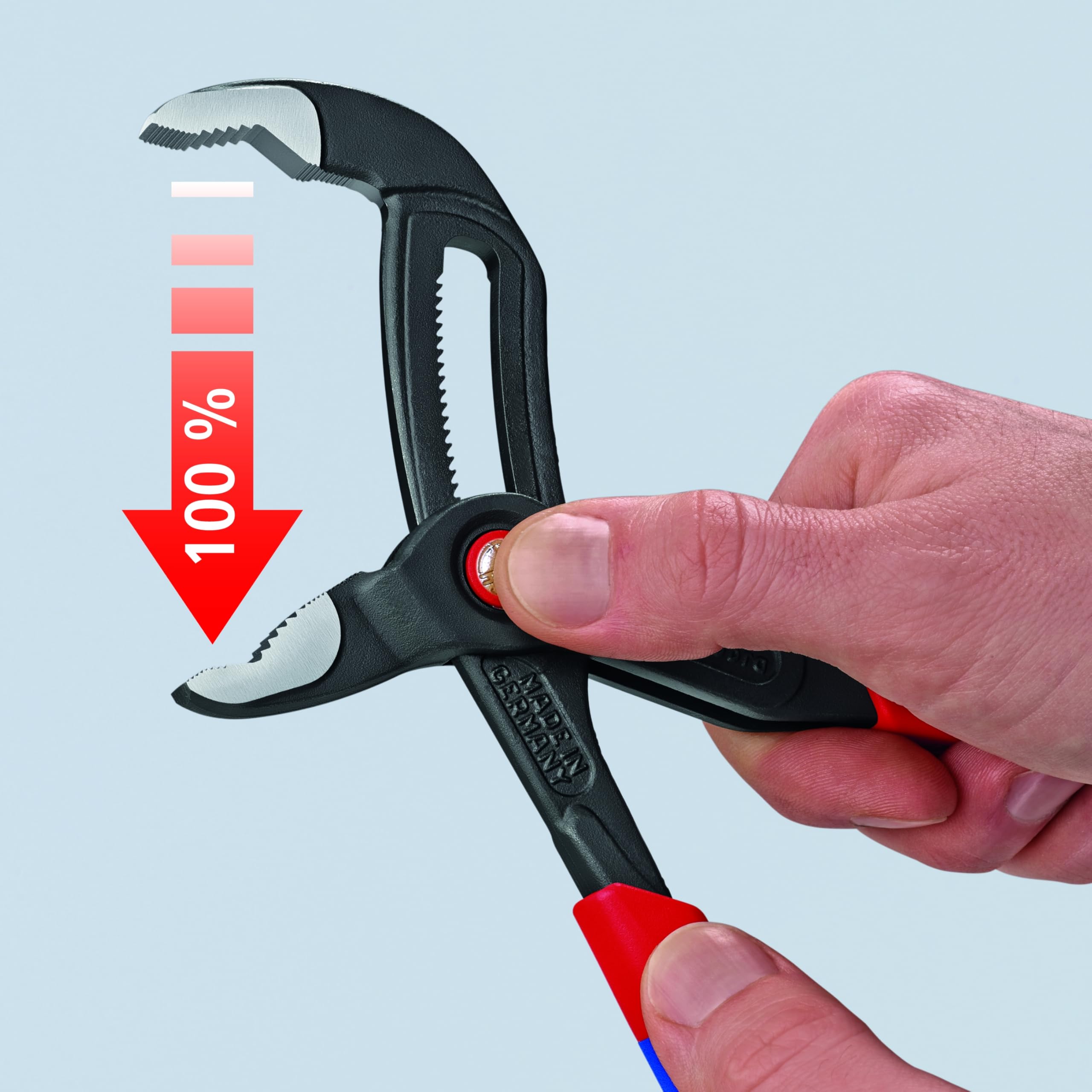 Knipex Cobra QuickSet ergonomic comfort grip enhances control during use.
