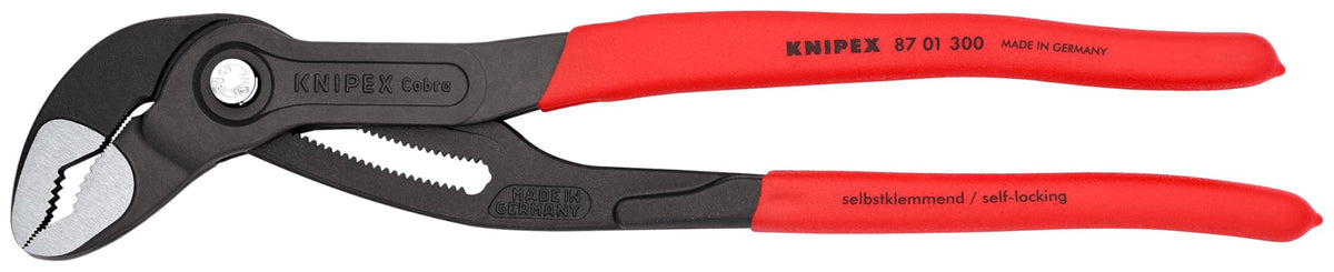 KNIPEX Cobra 12-inch red handle pliers with secure grip for pipes