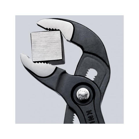 KNIPEX Cobra water pump pliers 61 HRC teeth bite securely.
