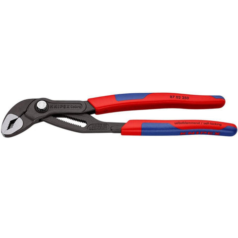 KNIPEX Cobra water pump pliers jaw close-up for secure grip.