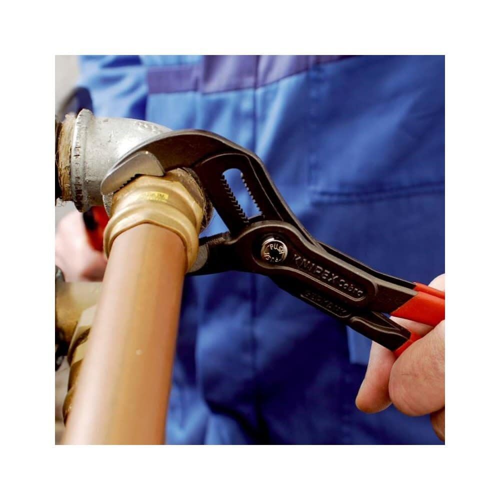KNIPEX Cobra water pump pliers chrome vanadium steel durability.