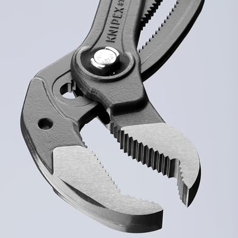 Self-locking teeth on KNIPEX Cobra XL16 prevent slipping during use.