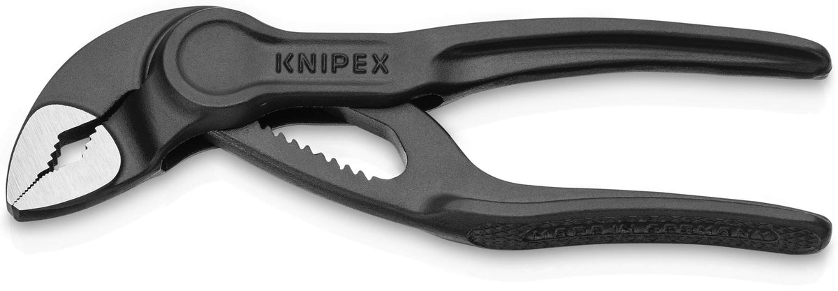 KNIPEX Cobra XS 4-inch pliers, side view, compact grip for tight spaces.