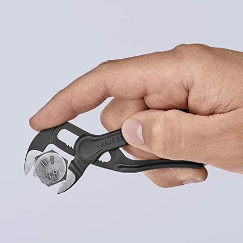 KNIPEX Cobra XS 4-inch pliers, slim head reaches cramped work areas.