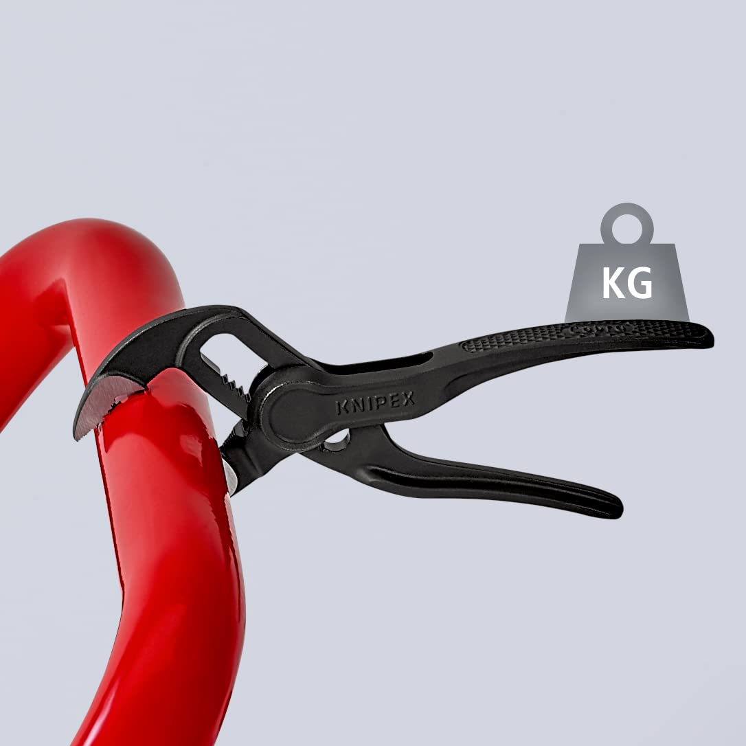 KNIPEX Cobra XS Mini self locking on pipes and nuts reduces effort.