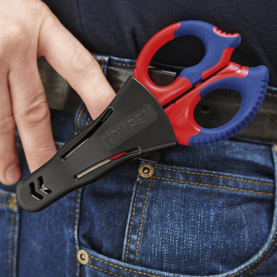 KNIPEX Electrician's Shears 9505155SBA includes a compact carrying case
