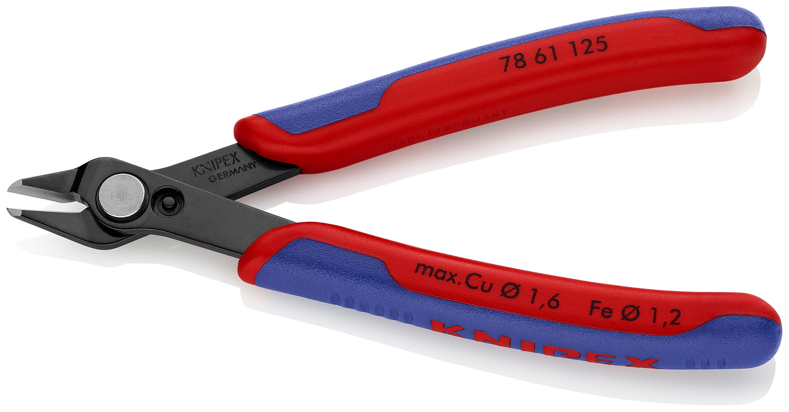 KNIPEX Electronics Super Knips close-up of flush cutting edges for electronics.