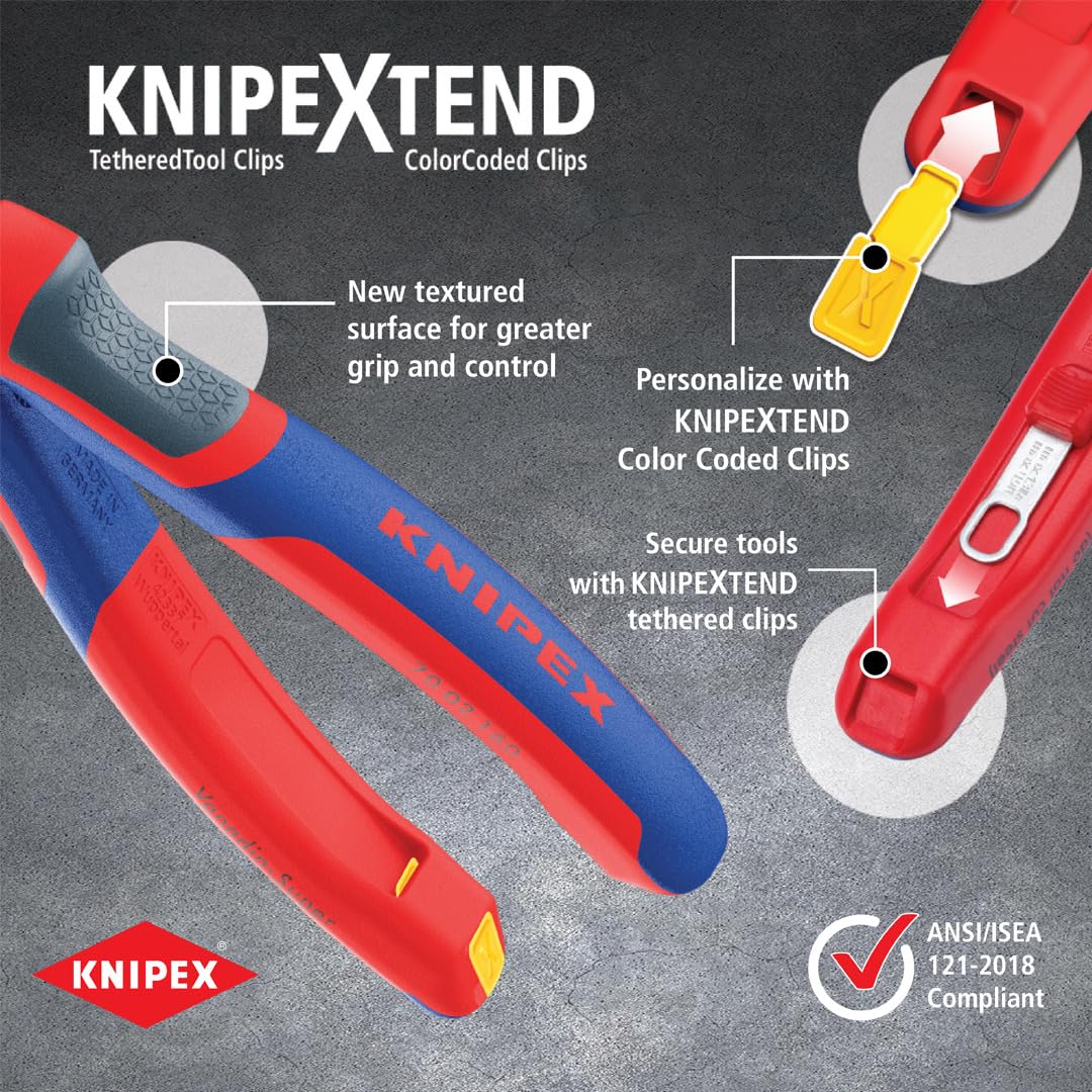 KNIPEX tough-wire cutting capacity supports professional electrical tasks.