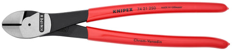 KNIPEX high-leverage diagonal cutter with a 12-degree head for flush cuts and extra clearance.
