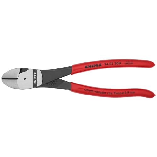 KNIPEX high-leverage diagonal cutters ergonomic handle close-up reduces hand fatigue.