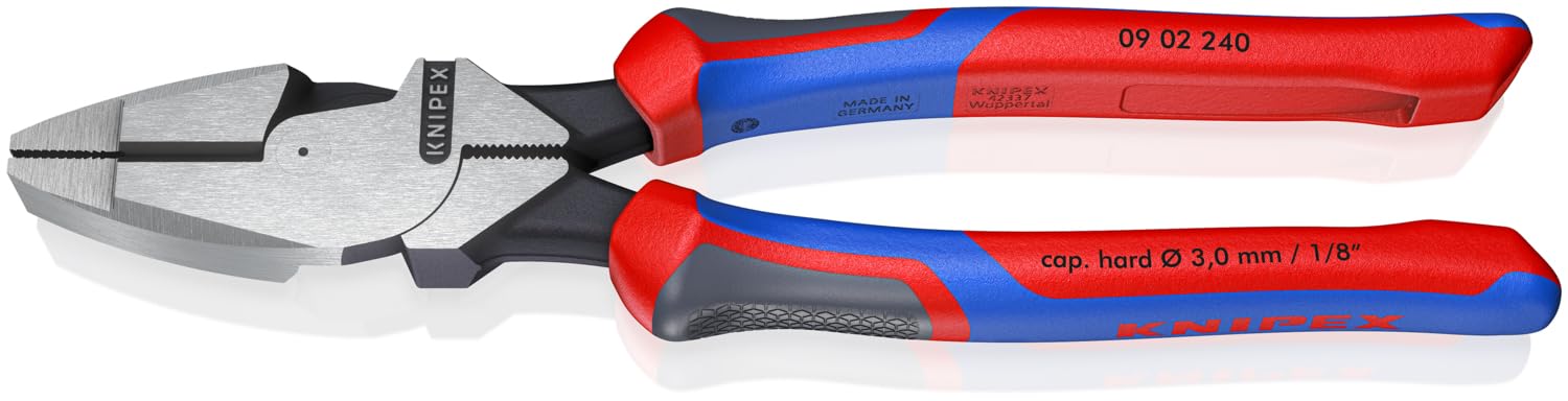 KNIPEX high-leverage lineman's pliers delivering easier cutting power with New England head.