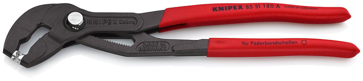 KNIPEX hose clamp pliers with rotating jaw inserts for versatile clamp gripping