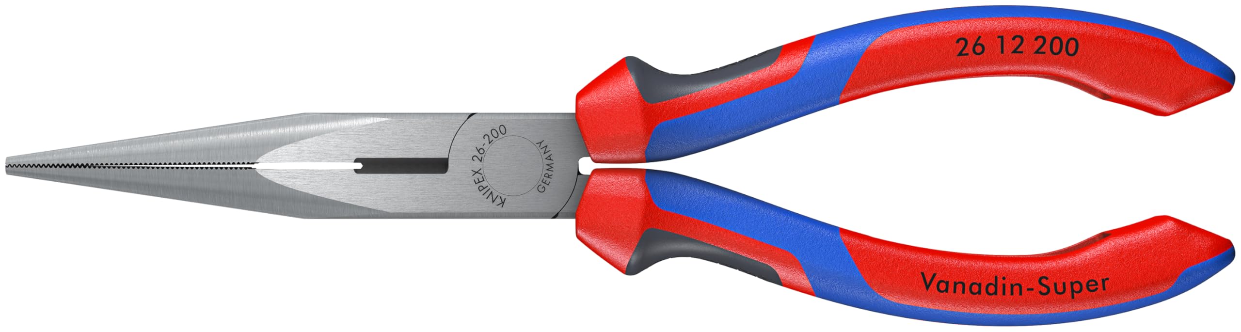 KNIPEX long-nose pliers with cutter in a blue-green finish for precise wire cutting