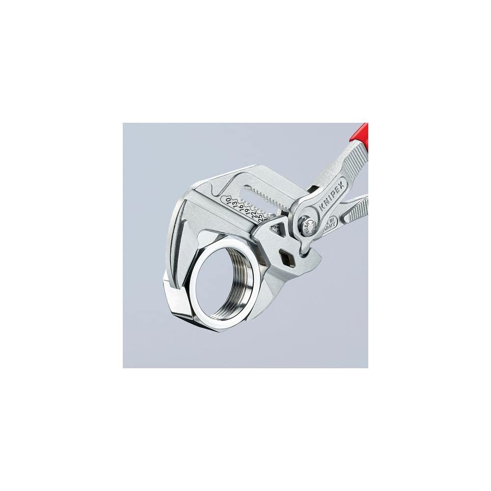 KNIPEX Pliers Wrench adjustable jaw highlights efficient size range.
