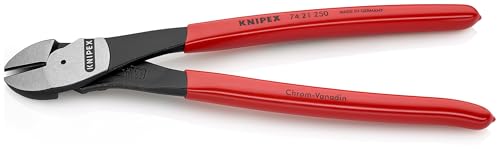 KNIPEX precision cutting edges induction hardened to 64 HRC for durable cuts.