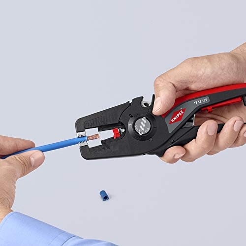 KNIPEX PreciStrip16 built-in cutter handles up to 6 AWG; THHN not stripped.