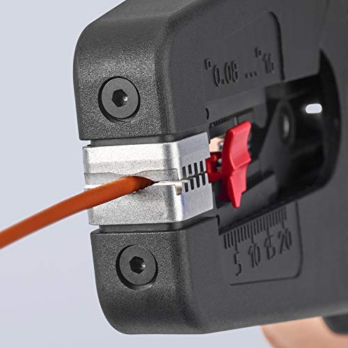KNIPEX PreciStrip16 length markings guide exact stripping lengths.