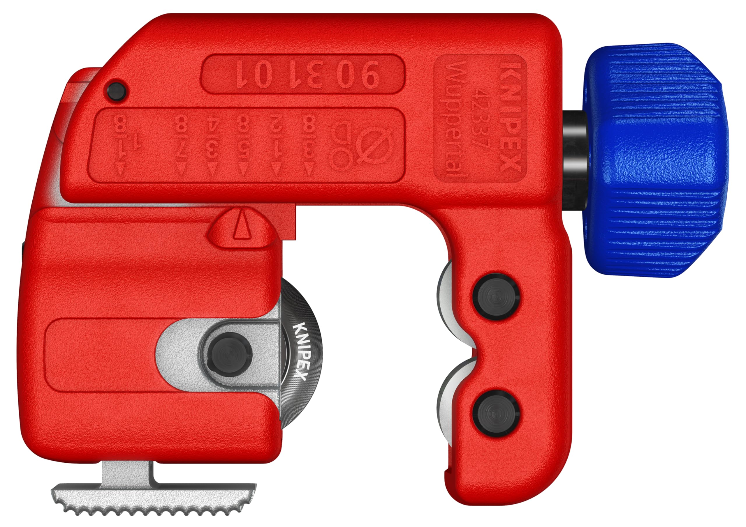 KNIPEX TubiX S spring-loaded wheel enables quick positioning.
