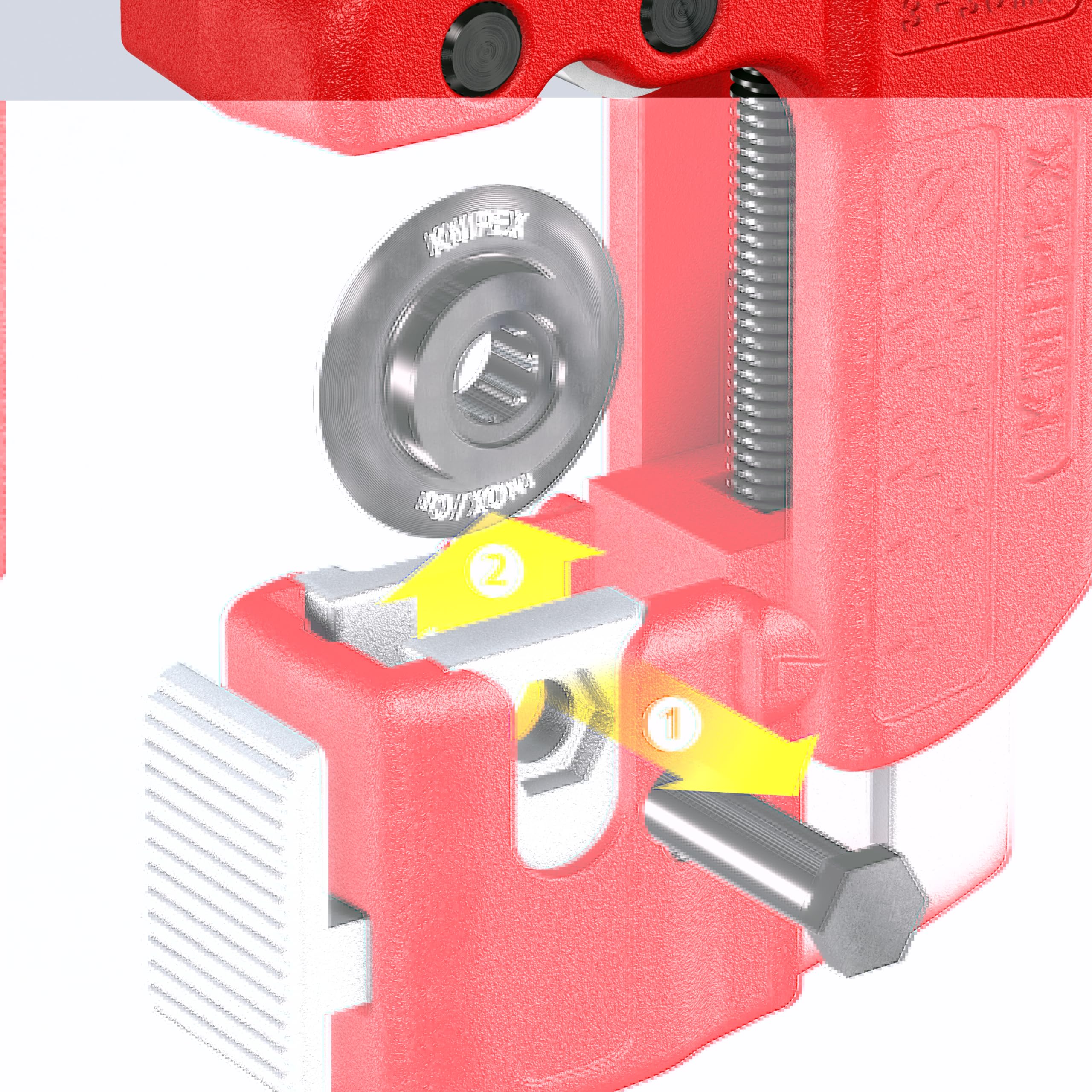 KNIPEX TubiX S five needle bearings for smooth cutting.