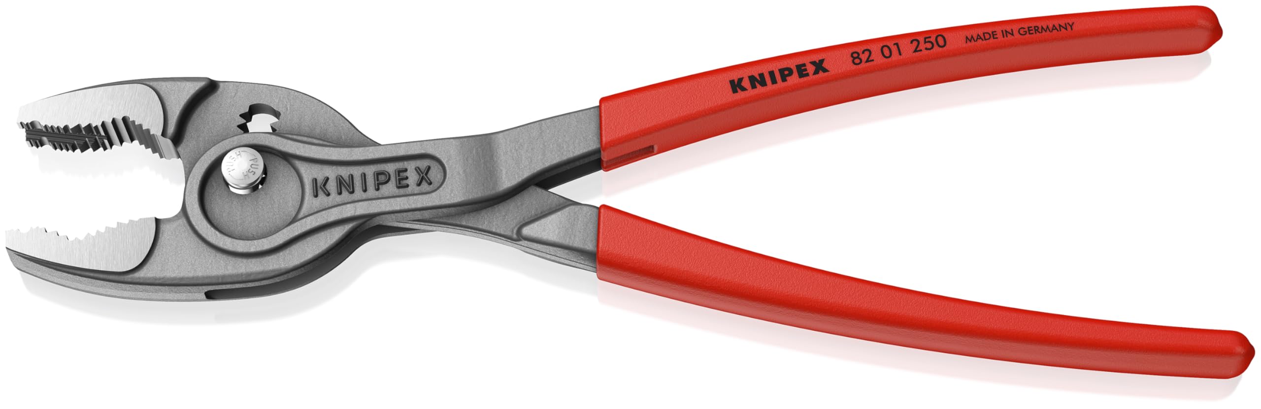 KNIPEX TwinGrip 10-inch side jaw optimized for rounds, squares, hex shapes