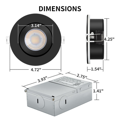 KnLnny Ware black gimbal 4in recessed light with CCT switch for customizable color temperature