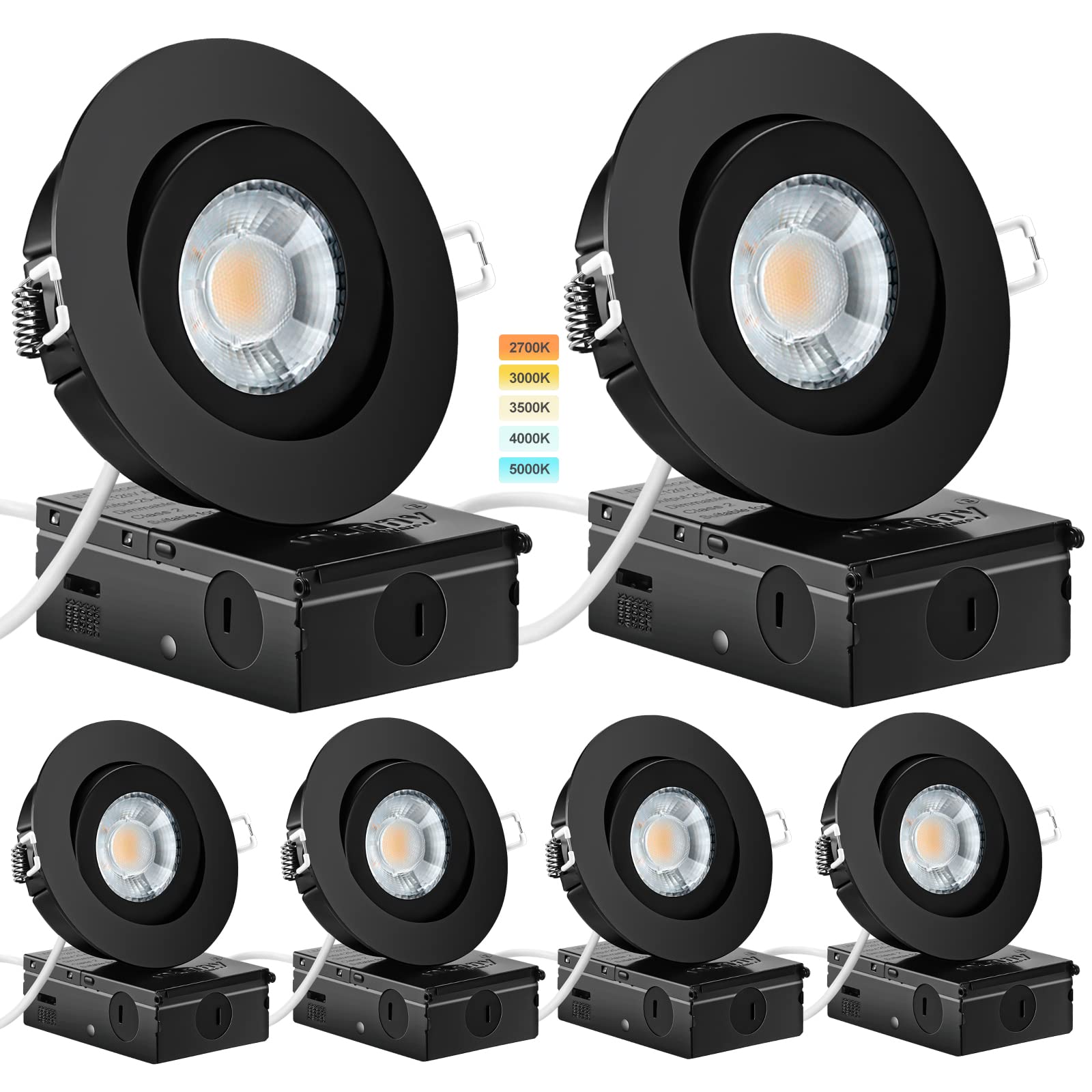 KnLnny Ware black gimbal 4in recessed light side view for adjustable illumination
