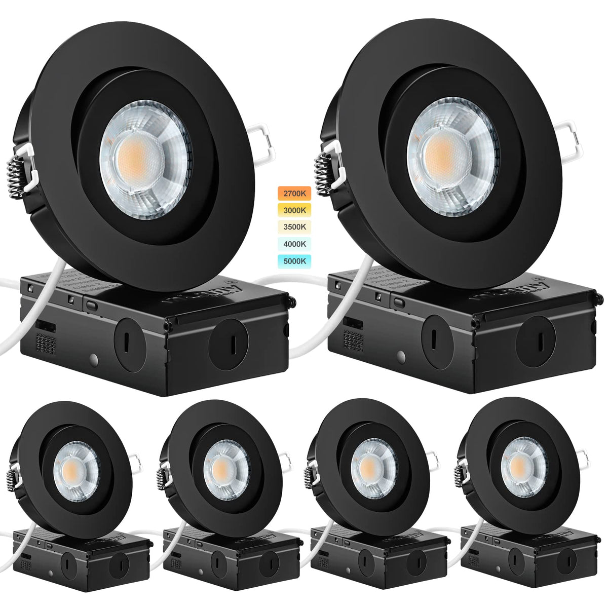 KnLnny Ware black gimbal 4in recessed light side view for adjustable illumination