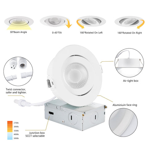 KnLnny Ware gimbal light with rotation and tilt for precise living room spotlighting
