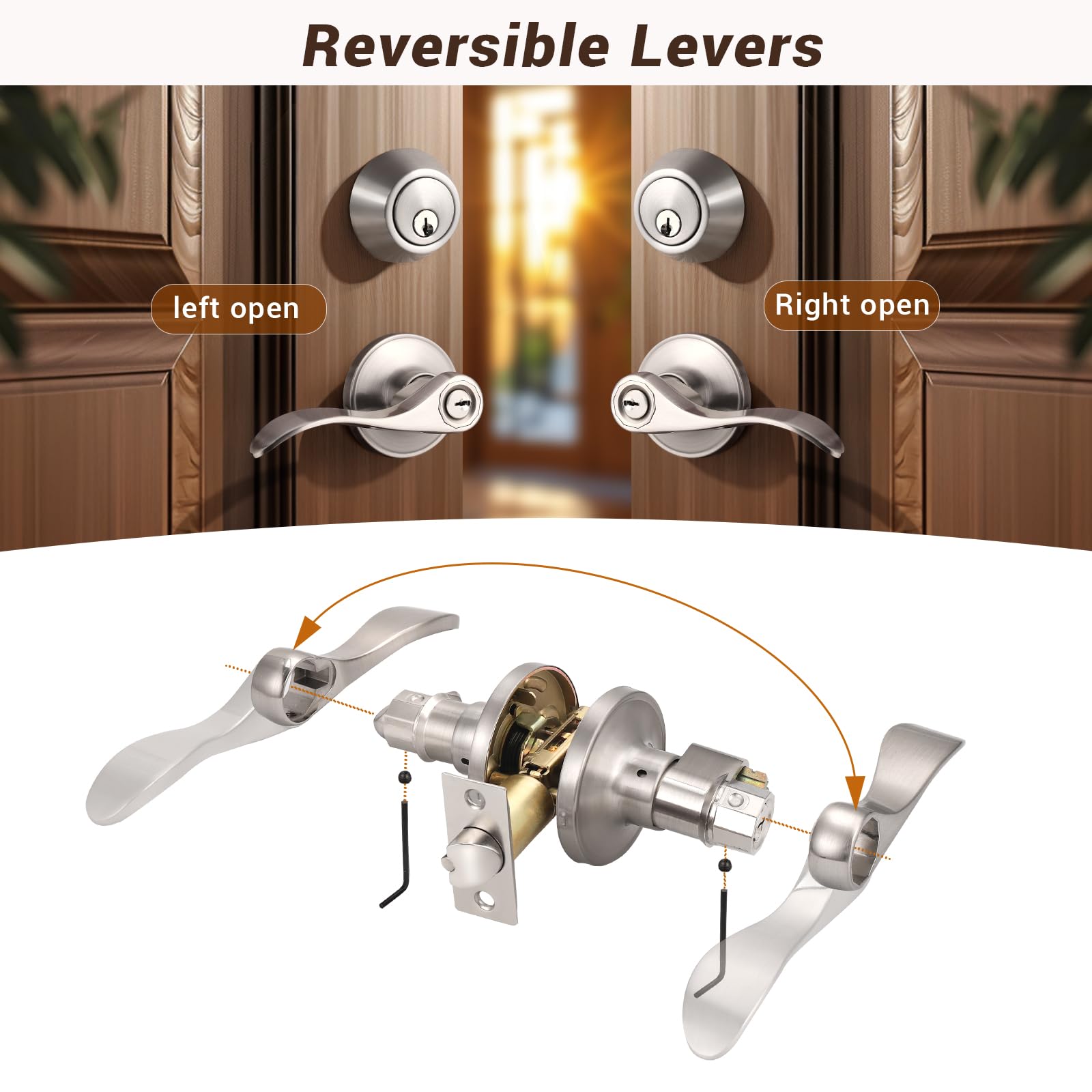 Simple DIY installation fits standard doors with adjustable latch options.